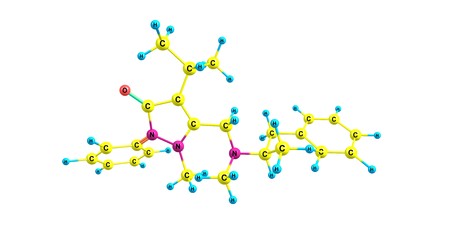 Famprofazone is a nonsteroidal anti-inflammatory agent of the pyrazolone series which is available over-the-counter in some countries. 3d illustrationの写真素材