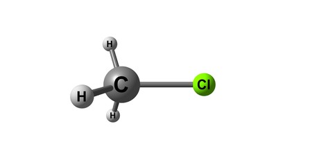 Chloromethane or methyl chloride, Refrigerant-40, is a chemical compound of the group of organic compounds called haloalkanes. 3d illustrationの写真素材