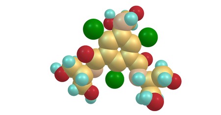 Iopamidol is an organic iodine compound and used as a non-ionic water soluble radiographic contrast medium. 3d illustrationの写真素材