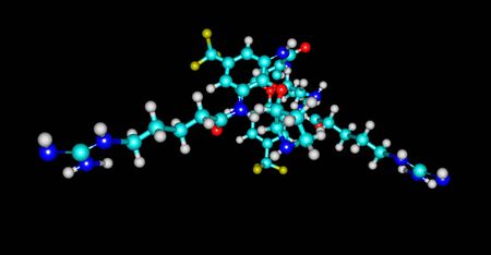 Brilacidin antibiotic molecular structure isolated on blackの写真素材