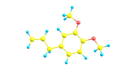 Methyl eugenol molecular structure isolated on whiteの写真素材