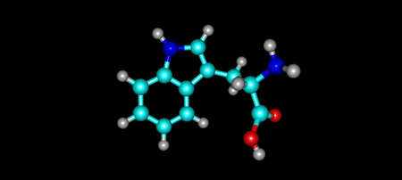 Tryptophan molecular structure isolated on blackの写真素材