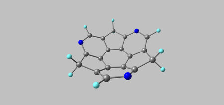 N-substituted sumanene molecular structure isolated on greyの写真素材