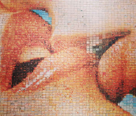 Street art on the wall in Barcelonaの写真素材