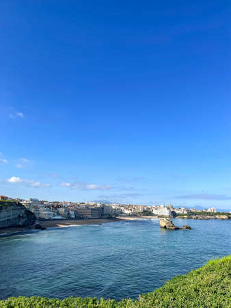 View of Biarritz city center, France, vertical photo, space for textの写真素材