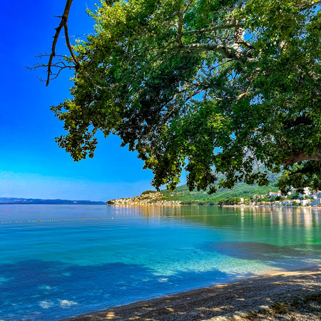 beautiful rocky beach in crotia, wonderful nature, blue waterの写真素材