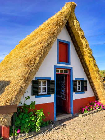 Traditional rural house in Santana Madeira, Portugal.の写真素材