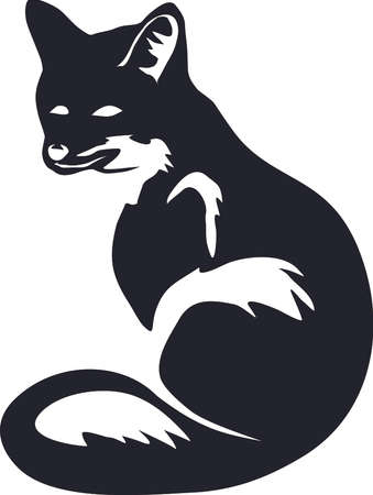 Black fox silhouette vector isolated on white backgroundのイラスト素材
