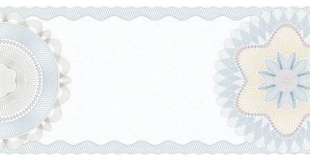 Voucher guilloche. Gift certificate, coupon or cheque template with guilloche border and rosette. Watermark security pattern editable stroke vector paths. Graduation diploma, passport reliabilityのイラスト素材