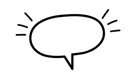 Hand drawn speech bubble exploding with communication and ideas, symbolizing discussions, conversations, and the expression of thoughts and opinionsのイラスト素材