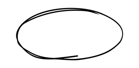 Black, irregular oval shape hand drawn with a marker on a clean white background, offering ample copy space for text or design elements while enhancing creative expressionのイラスト素材