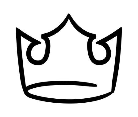 Simple, hand drawn outline of a crown represents concepts of royalty, power, leadership, monarchy, and authority, suitable for various design projectsのイラスト素材