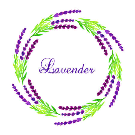 Watercolor lavender frame. Vector lllustrationのイラスト素材
