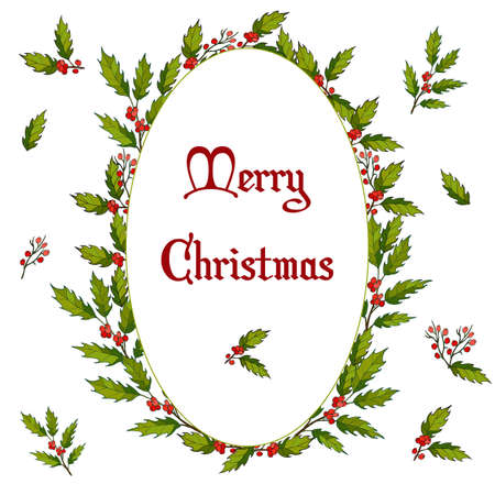 Holly Christmas Background. Vector illustrationのイラスト素材