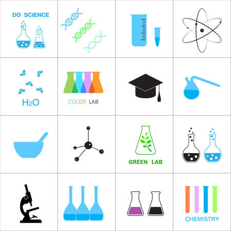 Science and chemistry related icons. Vector illustrationのイラスト素材