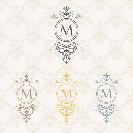Monogram design elements. Vector emblems for logos and ornamental design.のイラスト素材