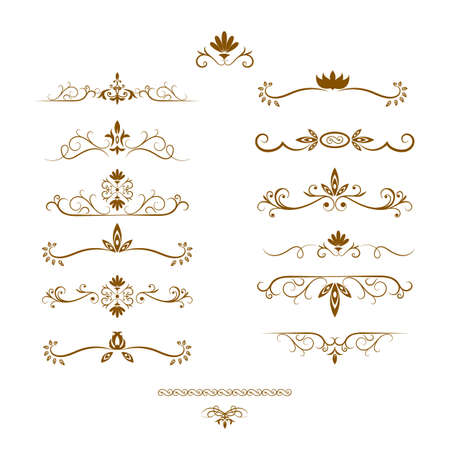 Page dividers set. Decorative elements. Vector illustrationのイラスト素材