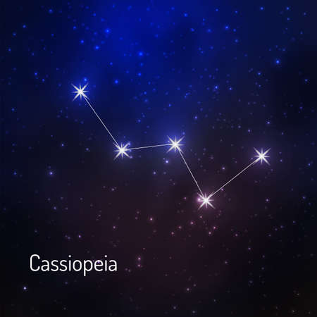 Cassiopeia constellation in the night starry sky. Vector illustrationのイラスト素材