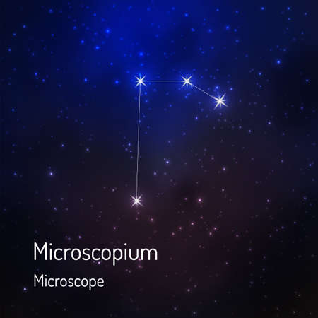 Microscopium (Microscope) constellation in the night starry sky. Vector illustrationのイラスト素材