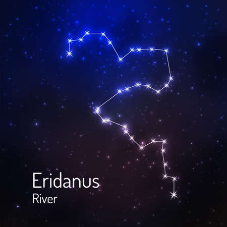 Eridanus (River) constellation in the night starry sky. illustrationのイラスト素材