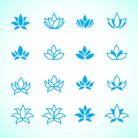 Lotus flower logo assorted icons set. Vector illustration.のイラスト素材