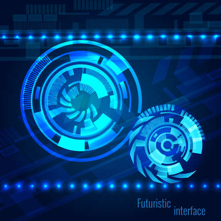 Sci-fi futuristic user interface, abstract technology background. Vector illustration.のイラスト素材