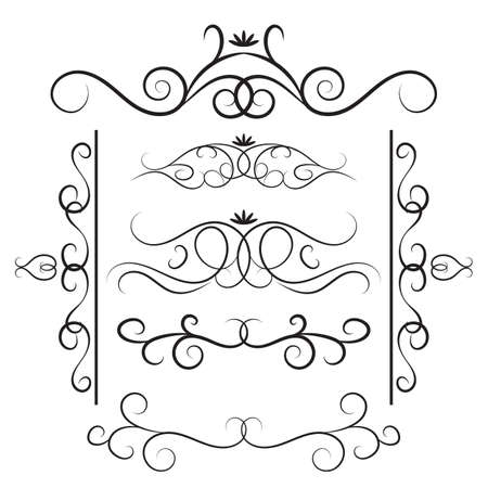Decorative curls and swirls set.のイラスト素材