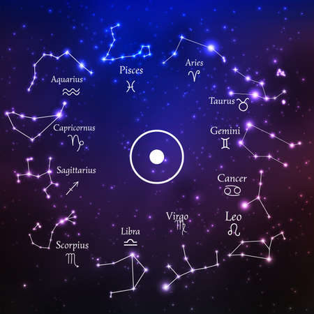 Zodiac constellations. Vector illustrationのイラスト素材