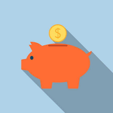Piggy bank icon in flat styleのイラスト素材