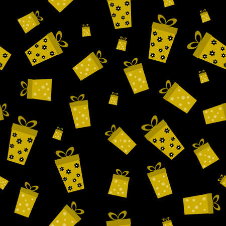 Gift boxes seamless pattern on dark background.のイラスト素材