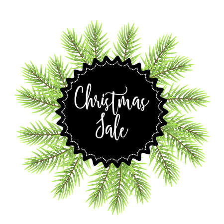 Christmas sale label with firのイラスト素材