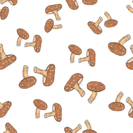 Shiitake mushroom seamless patternのイラスト素材