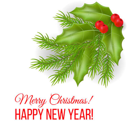 Christmas composition with holly.のイラスト素材