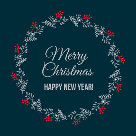 Merry Christmas and Happy New Year greeting card, banner, vector illustrationのイラスト素材