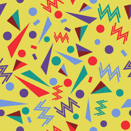 Geometric seamless pattern in Memphis style
