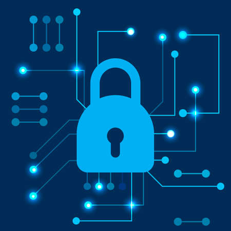 Cyber security data protection concept, vector illustration.