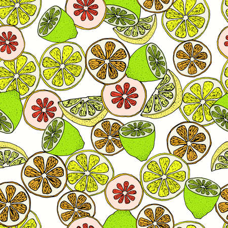 Citrus slices seamless pattern lemon Vector illustrationのイラスト素材