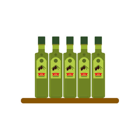 Bottles of olive oil flat styleのイラスト素材