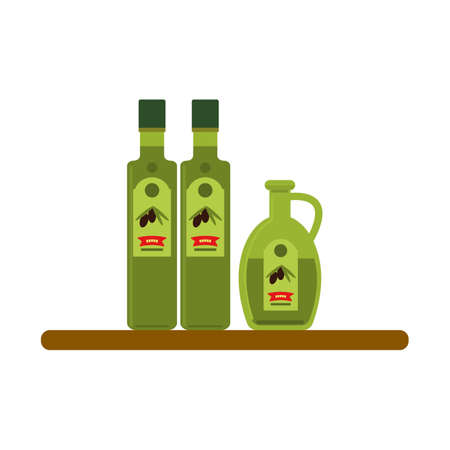 Bottles of olive oil flat style.のイラスト素材