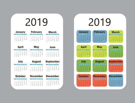 Calendar 2019. Vector templateのイラスト素材