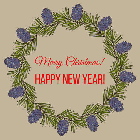 Merry Christmas and Happy New Year greeting cardのイラスト素材