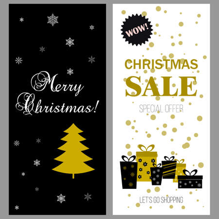 Christmas sale label on winter backgroundのイラスト素材
