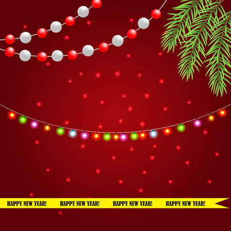Christmas and New year light garland, vector illustrationのイラスト素材