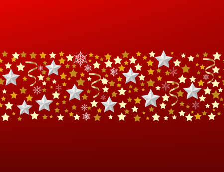 Christmas decorative border with stars, vector illustrationのイラスト素材
