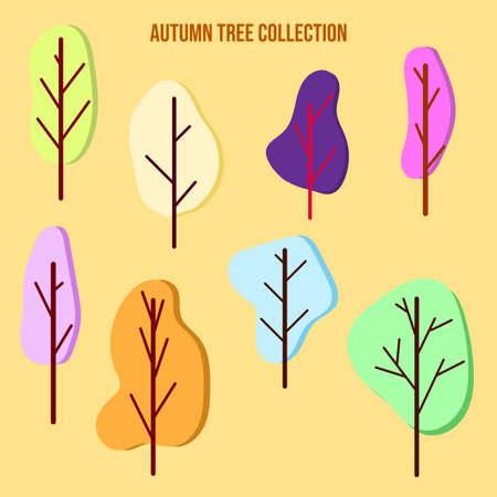 Set of color trees in a flat style. Vector illustrationのイラスト素材