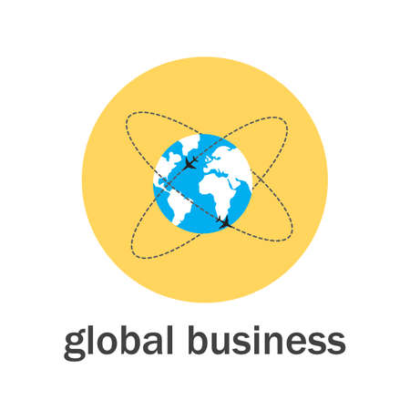 Global business icon flat style. Vector illustrationのイラスト素材