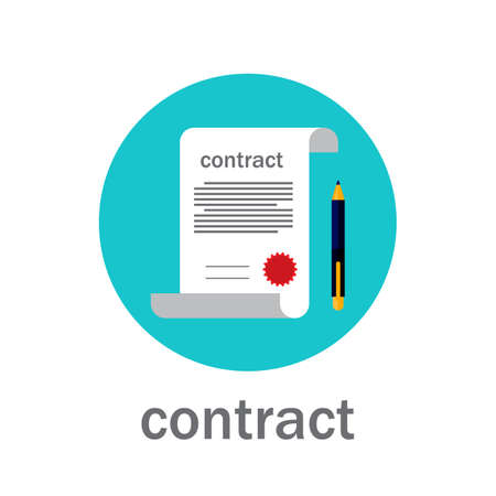 Business contract icon flat style. Vector illustrationのイラスト素材