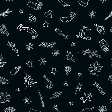 Merry Christmas and Happy New Year background, seamless pattern. Vector illustrationのイラスト素材