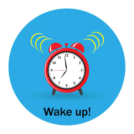 Red alarm clock wake-up time. Vector illustration flat styleのイラスト素材