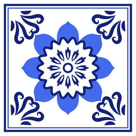 Azulejos portuguese traditional ornamental tileのイラスト素材